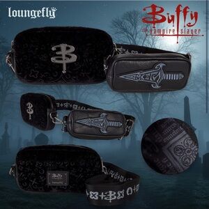 Loungefly Buffy the Vampire Slayer Velvet All-Over Print Sling Crossbody Bag